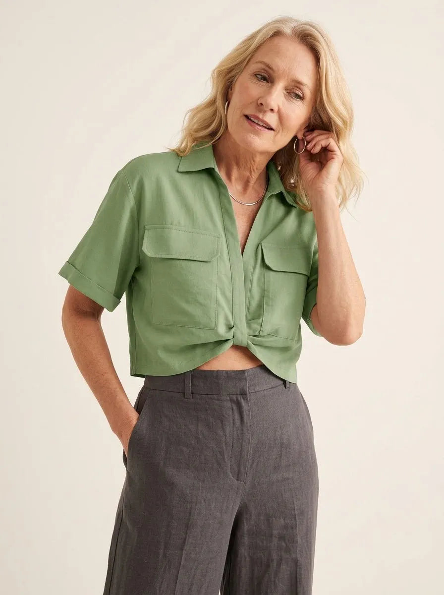Cropped Shirt Gedraaide knoopdetail - Miss Madera MIS-6C1753