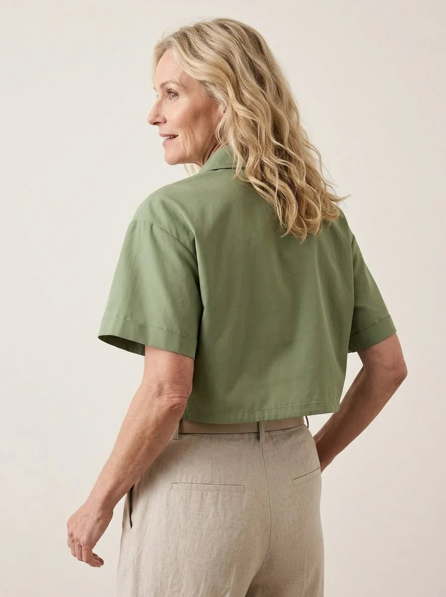 Cropped Shirt Gedraaide knoopdetail - Miss Madera MIS-6C1753