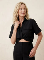 Cropped Shirt Gedraaide knoopdetail - Miss Madera MIS-55AF08