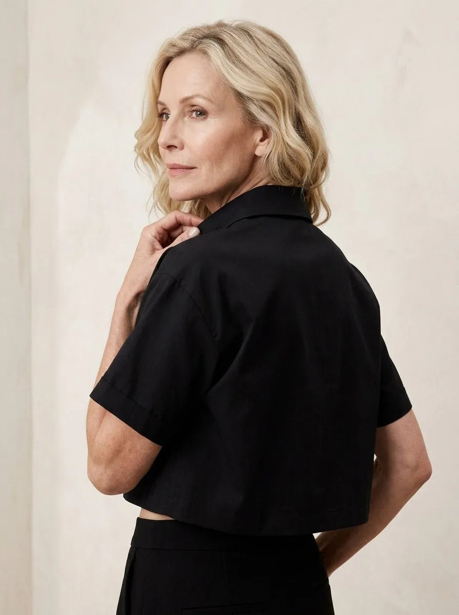 Cropped Shirt Gedraaide knoopdetail - Miss Madera MIS-55AF08