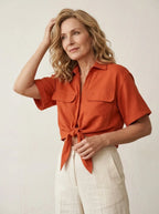 Cropped Shirt Gedraaide knoopdetail - Miss Madera MIS-4EAE5A