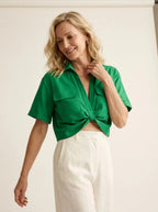 Cropped Shirt Gedraaide knoopdetail - Miss Madera MIS-5B6910