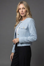 Miss | Blazer Dames Cropped Kraagloze Hals Gouden Knopen