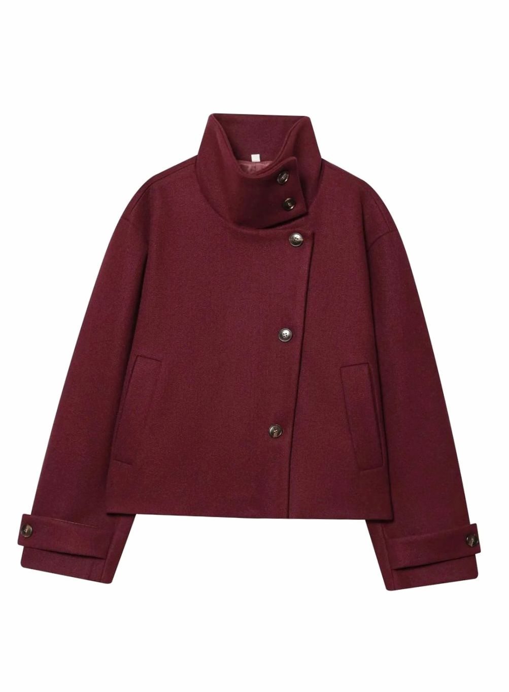 Miss | Jas Dames Cropped Hoge Kraag Asymmetrische Knopen