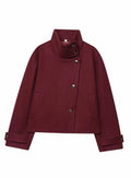 Miss | Jas Dames Cropped Hoge Kraag Asymmetrische Knopen