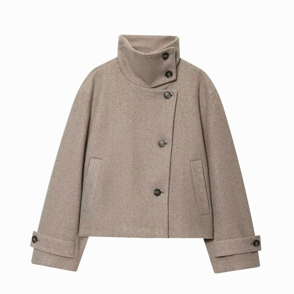 Miss | Jas Dames Cropped Hoge Kraag Asymmetrische Knopen