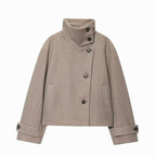 Miss | Jas Dames Cropped Hoge Kraag Asymmetrische Knopen