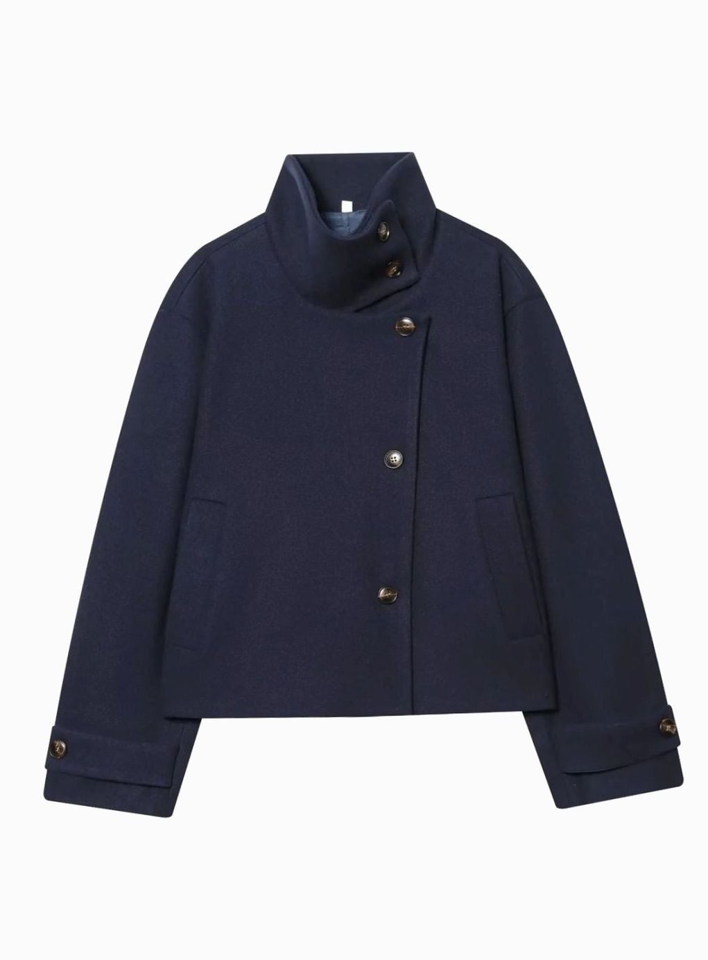 Miss | Jas Dames Cropped Hoge Kraag Asymmetrische Knopen