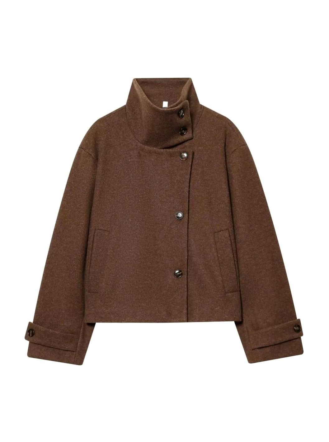 Miss | Jas Dames Cropped Hoge Kraag Asymmetrische Knopen