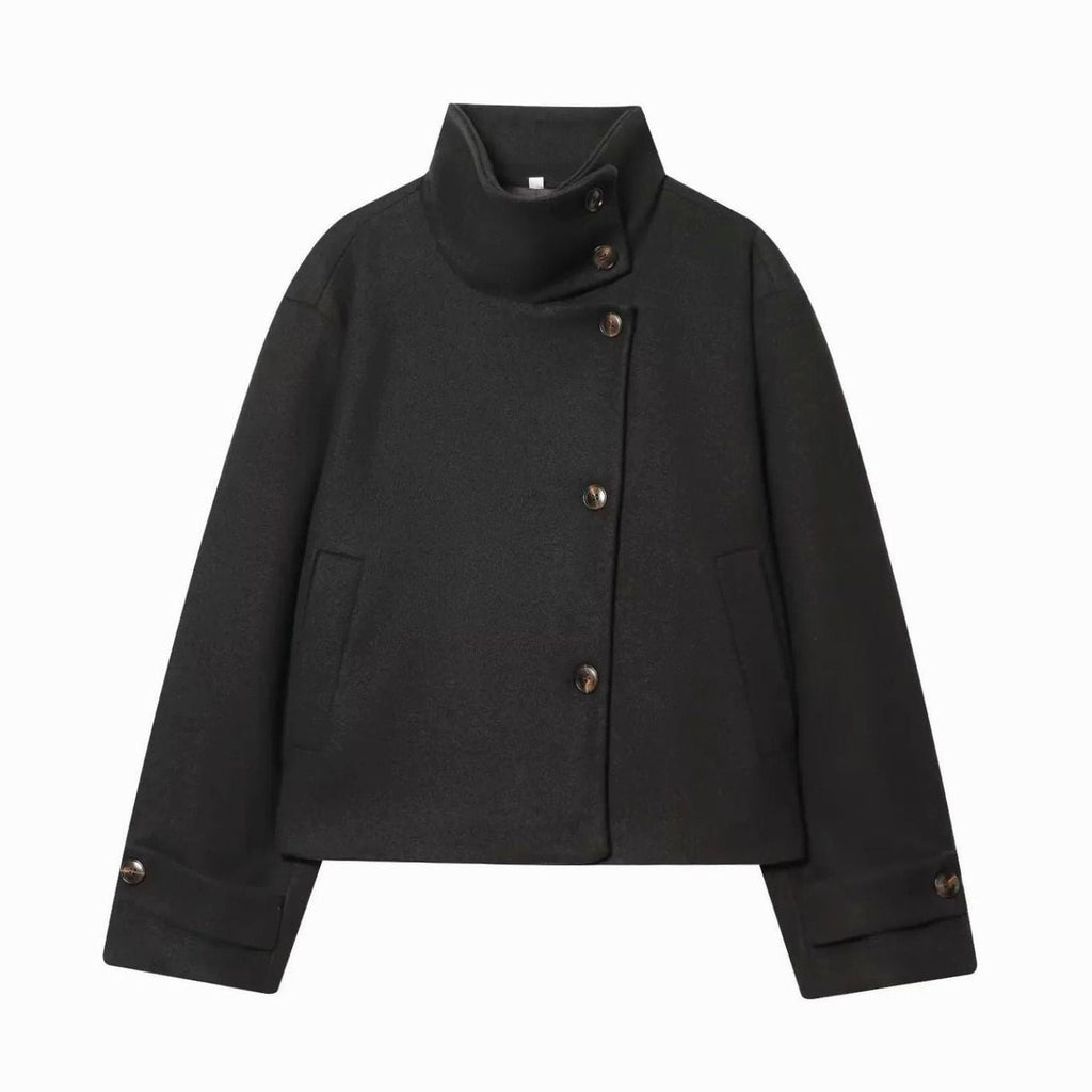 Miss | Jas Dames Cropped Hoge Kraag Asymmetrische Knopen