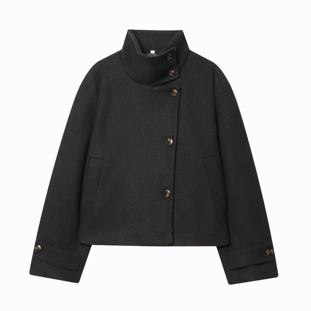 Miss | Jas Dames Cropped Hoge Kraag Asymmetrische Knopen