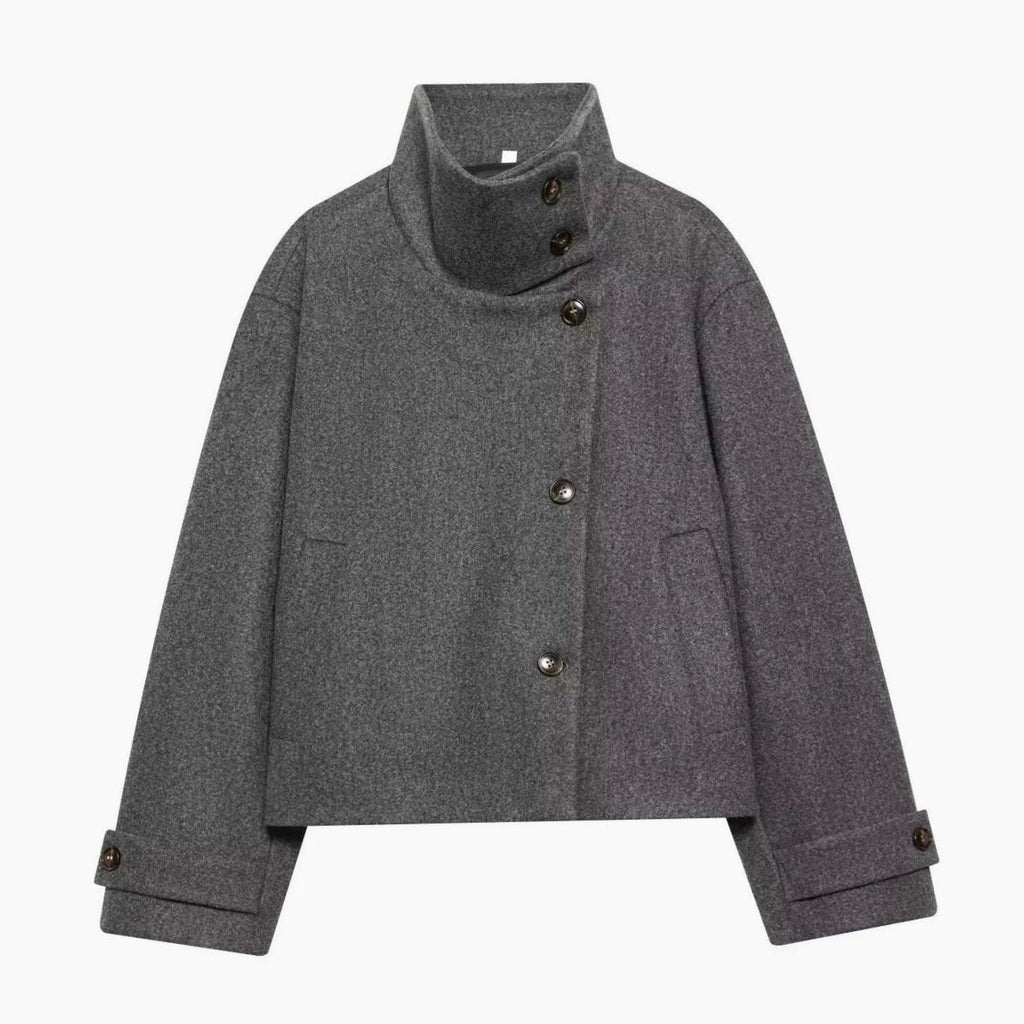 Miss | Jas Dames Cropped Hoge Kraag Asymmetrische Knopen