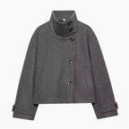 Miss | Jas Dames Cropped Hoge Kraag Asymmetrische Knopen