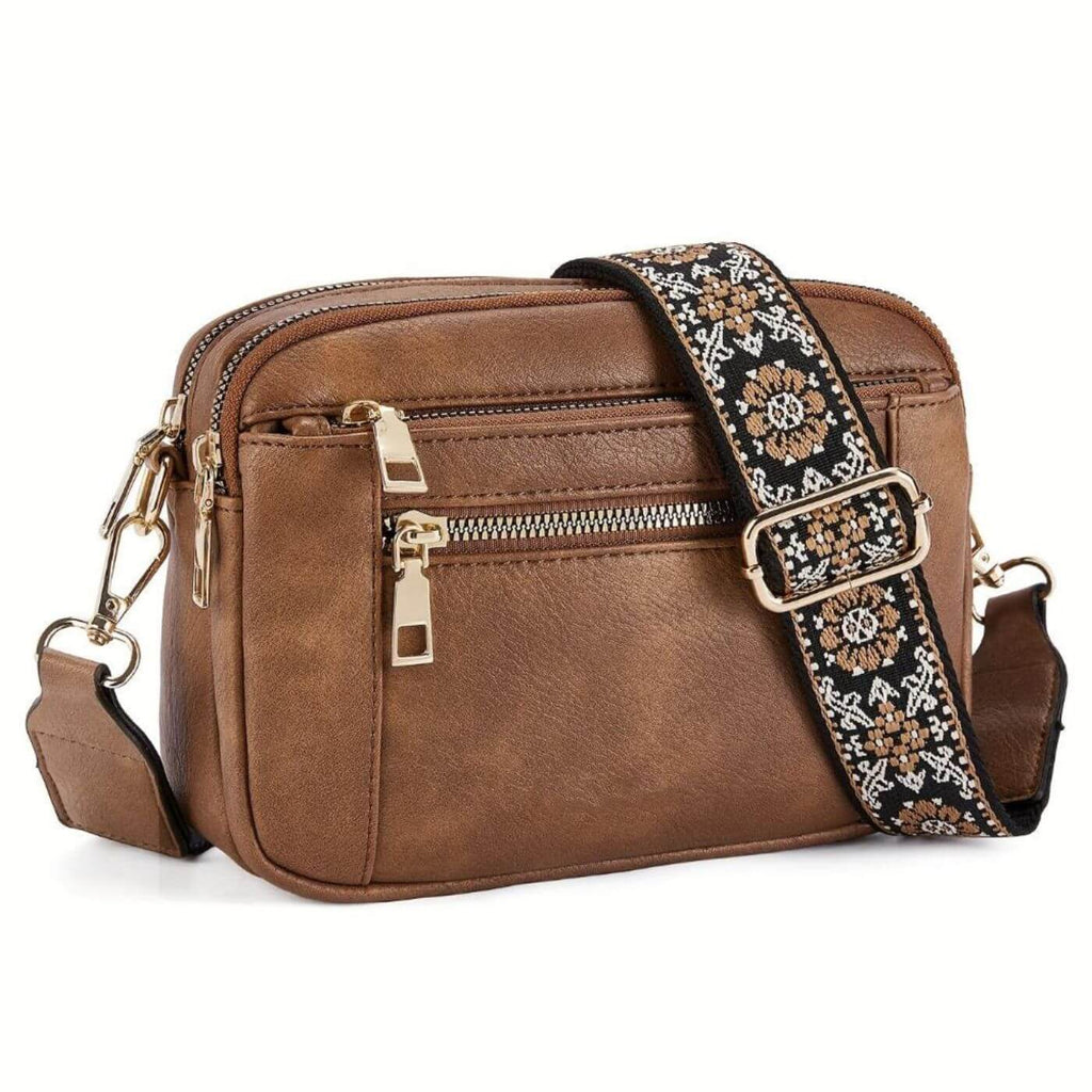Miss | Handtas Dames Crossbody Geborduurde Boho Riem Drie Vakken