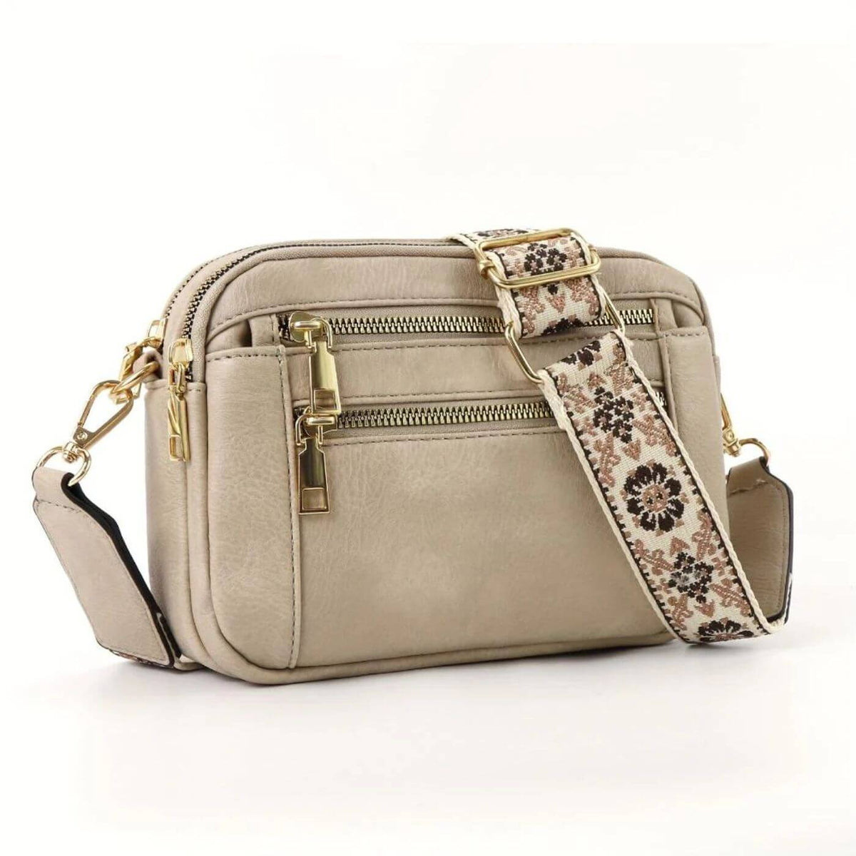 Miss | Handtas Dames Crossbody Geborduurde Boho Riem Drie Vakken