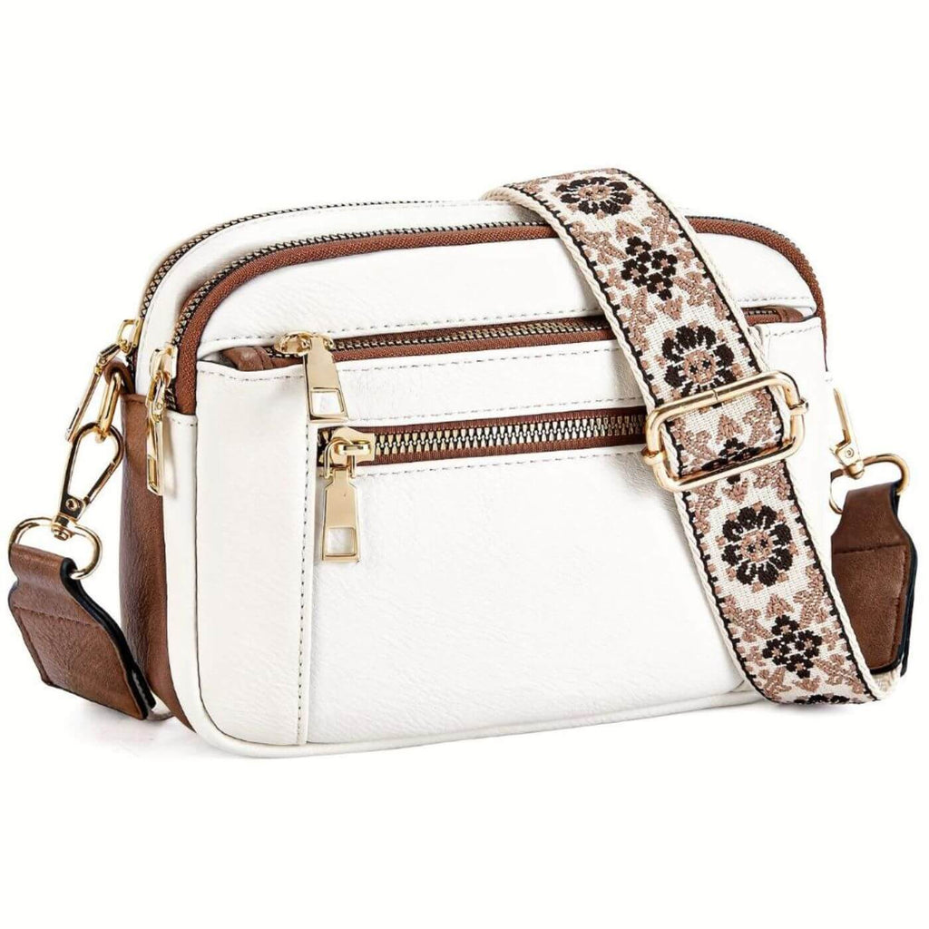 Miss | Handtas Dames Crossbody Geborduurde Boho Riem Drie Vakken