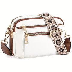 Handtas Dames Crossbody Geborduurde Boho Riem Drie Vakken