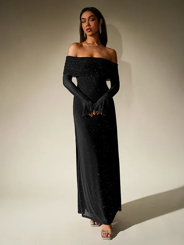 Miss | Jurk Dames Maxi Schouderloos - Glitter