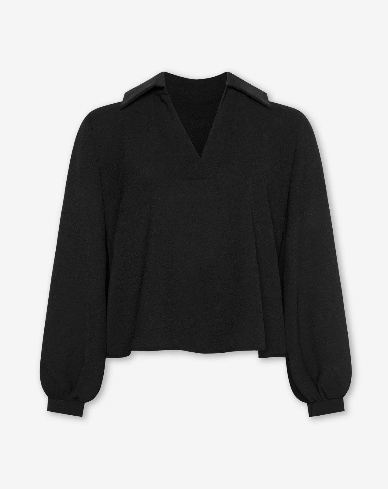 Dames Blouse Zwart Bishop Mouwen | Relaxed Fit Synthetisch - Miss Madera MIS-59546F