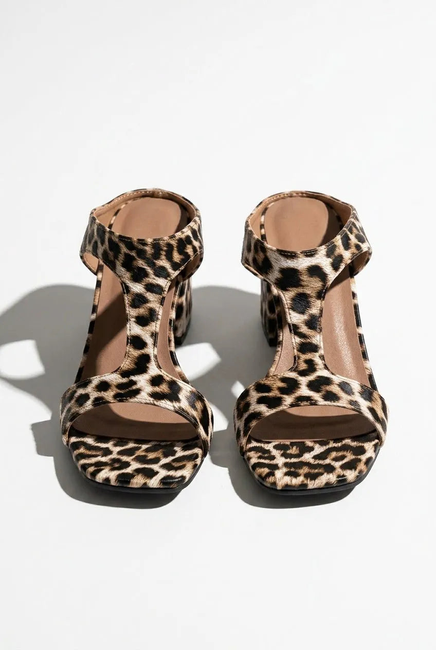 Damesslippers met blokhak luipaardprint - Miss Madera MIS-8D01C3