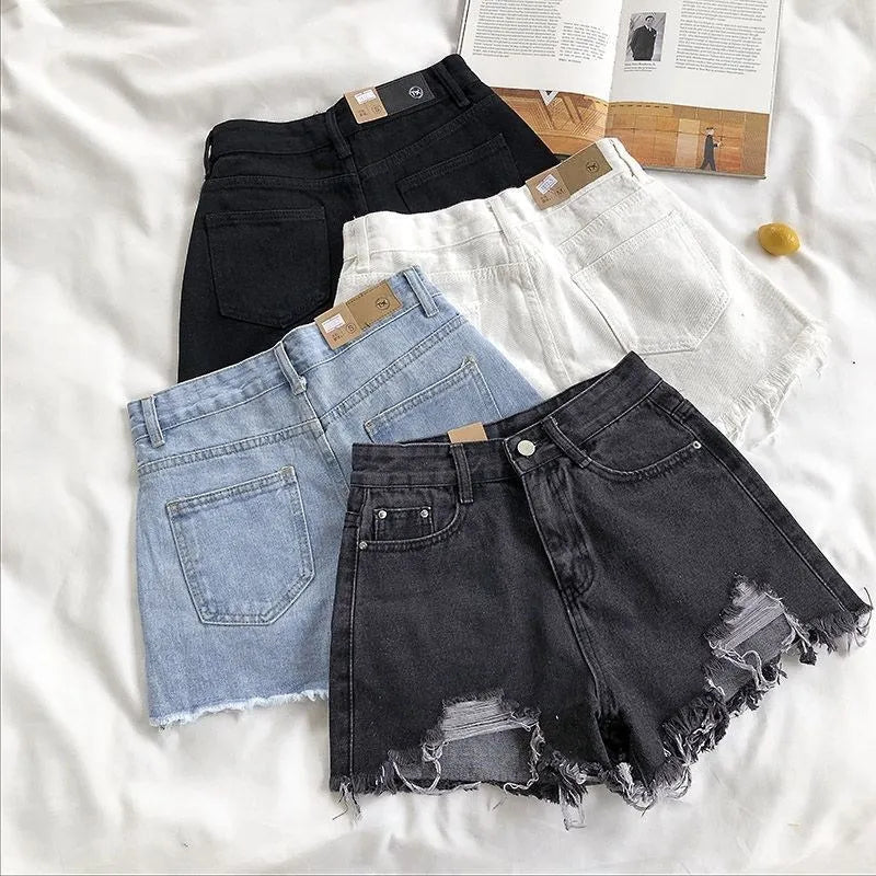 Denim Shorts Dames | Hoge Taille Rafelrand Stretch - Miss Madera MIS-IMVNUA
