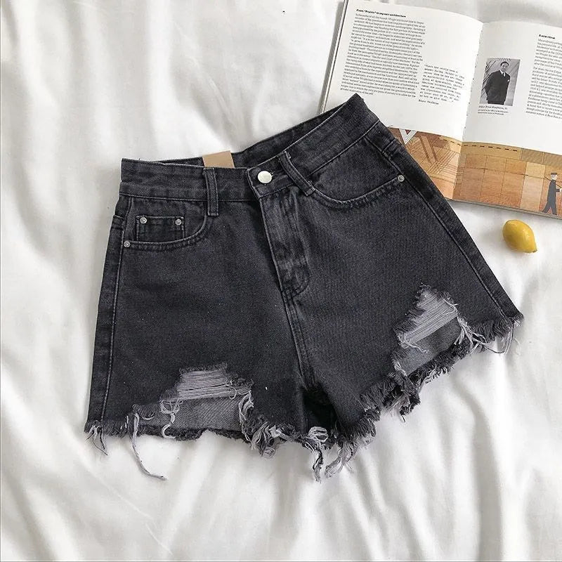 Denim Shorts Dames | Hoge Taille Rafelrand Stretch - Miss Madera MIS-RQOEMP