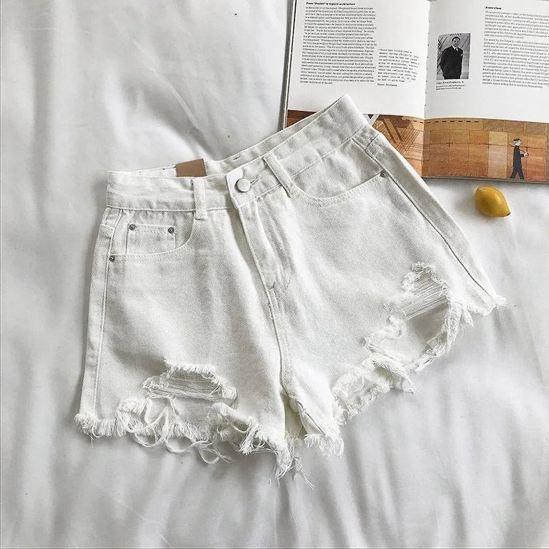 Denim Shorts Dames | Hoge Taille Rafelrand Stretch - Miss Madera MIS-JEOKSR