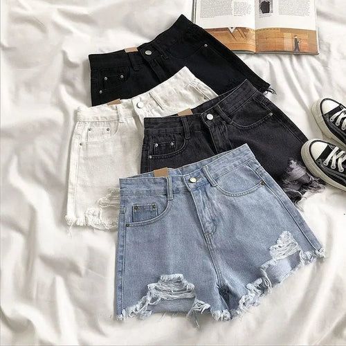 Denim Shorts Dames | Hoge Taille Rafelrand Stretch - Miss Madera MIS-RQOEMP