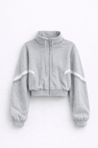 Jas Dames Oversized Trechterhals Rits Contraststreep