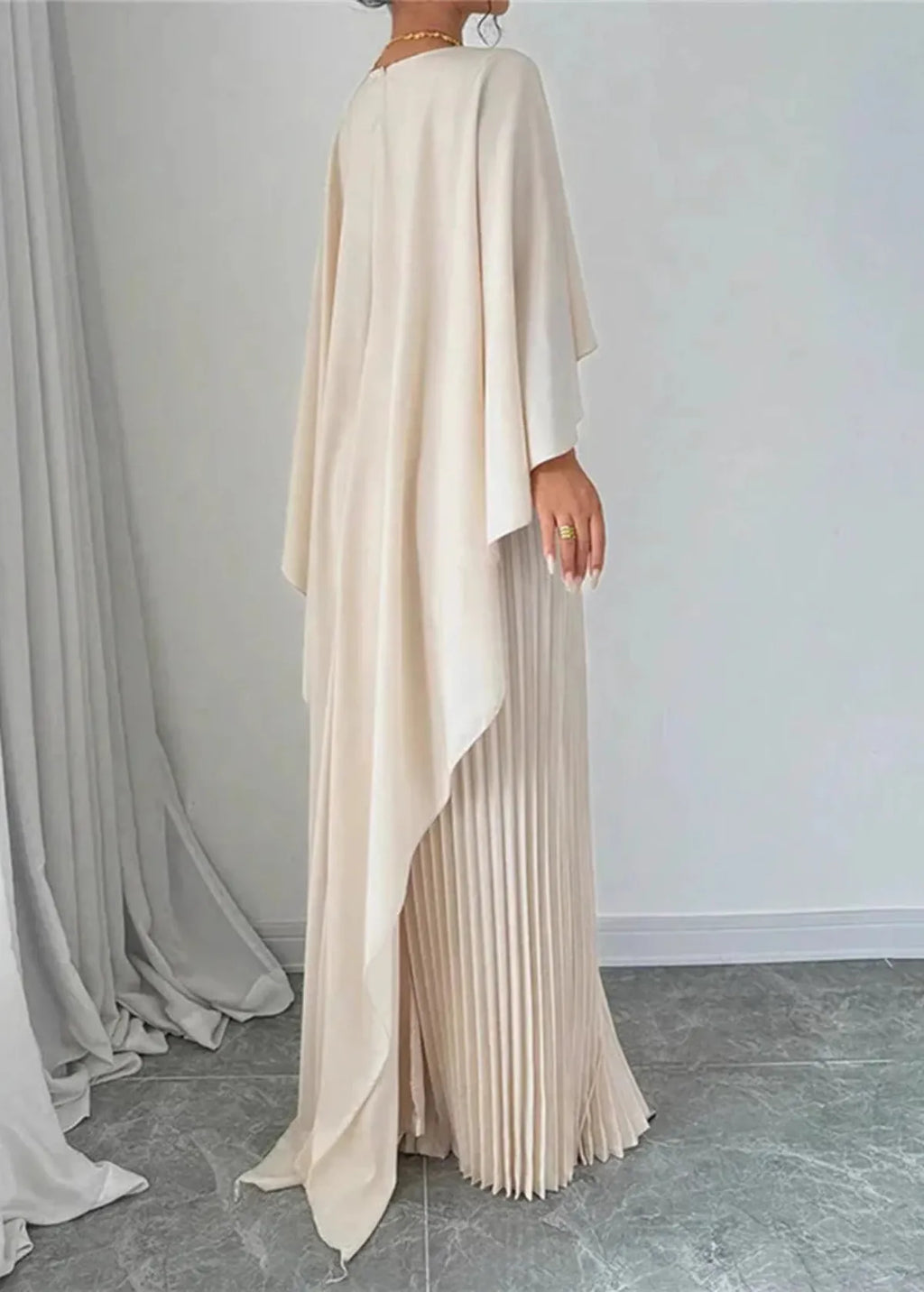 Miss | Jurk Dames Cape Mouwen Geplooid Maxi