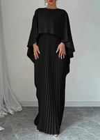 Miss | Jurk Dames Cape Mouwen Geplooid Maxi