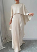 Miss | Jurk Dames Cape Mouwen Geplooid Maxi