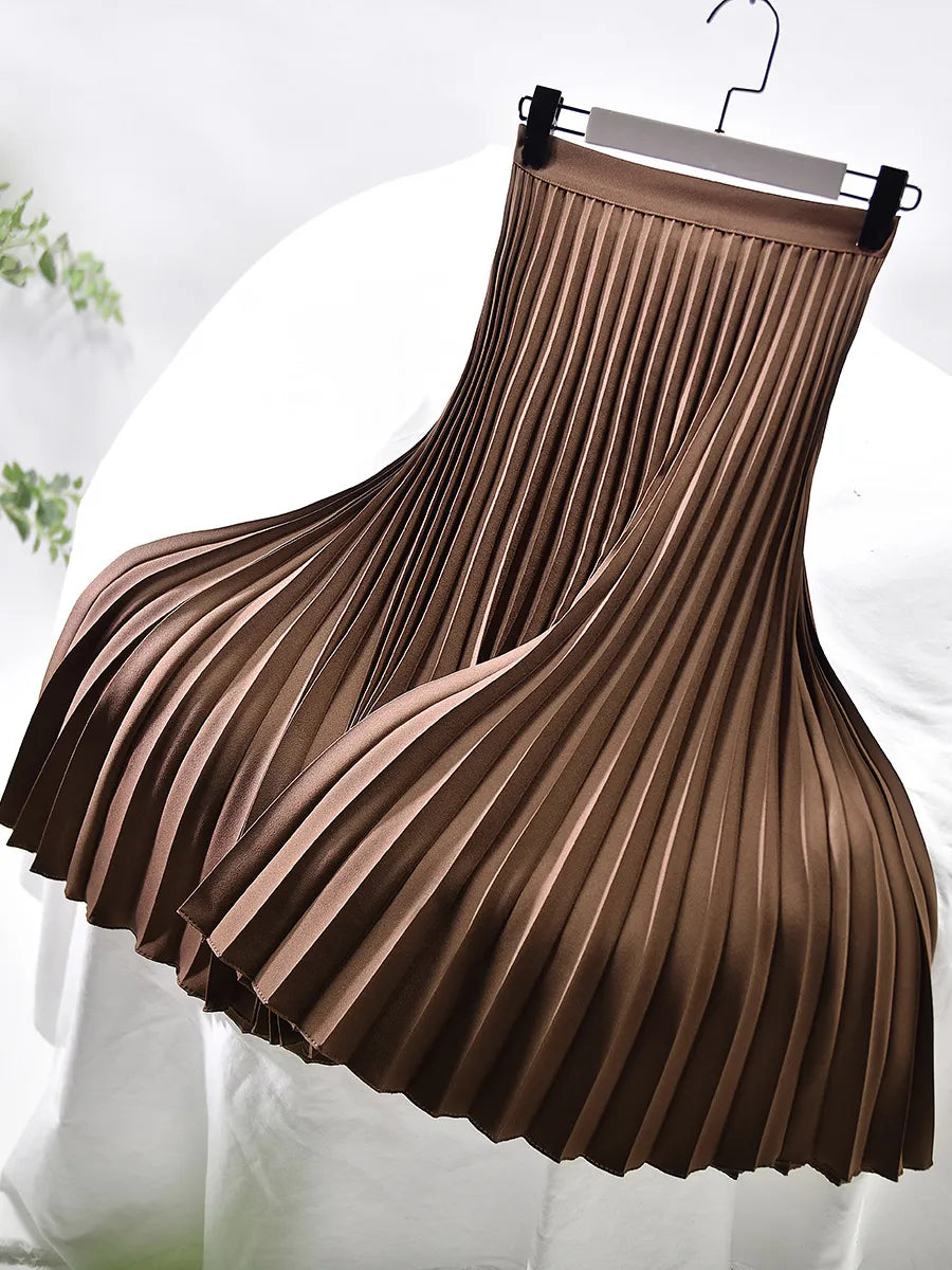 Miss | Rok Dames Hoge Taille Accordeonplooien Midi