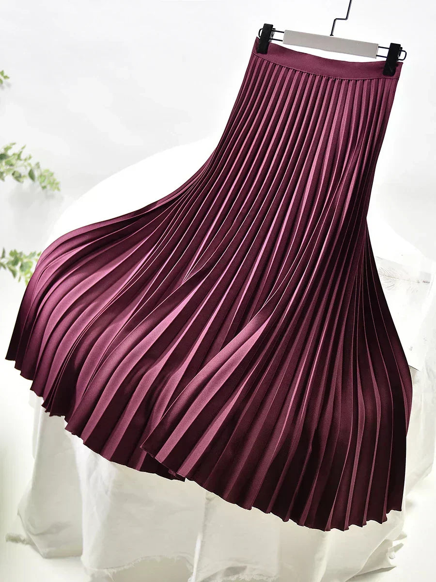Miss | Rok Dames Hoge Taille Accordeonplooien Midi