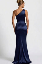 Miss | Jurk Dames One-Shoulder Maxi Gesmokt - Satijn