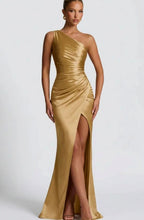 Miss | Jurk Dames One-Shoulder Maxi Gesmokt - Satijn