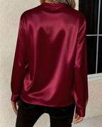 Miss | Blouse Dames V-hals Staande Kraag Lange Mouw
