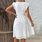 Miss | Jurk Dames Broderie Anglaise Midi A-lijn Gerimpelde Taille