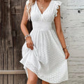 Miss | Jurk Dames Broderie Anglaise Midi A-lijn Gerimpelde Taille