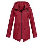 Jas Dames Waterdicht Getailleerd met Capuchon - Polyester - Wijnrood