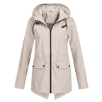 Jas Dames Waterdicht Getailleerd met Capuchon - Polyester - Abrikoos