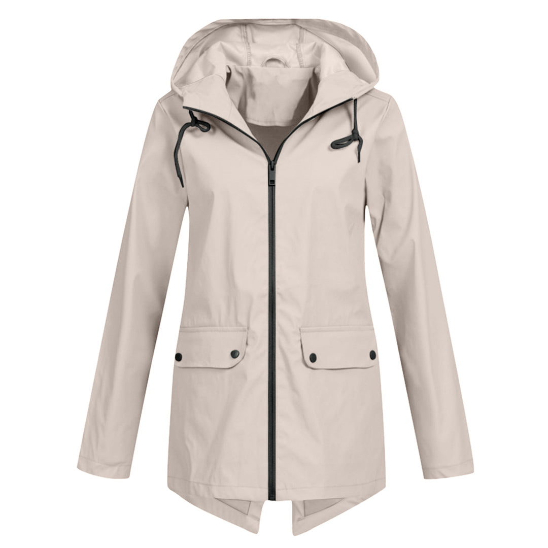 Jas Dames Waterdicht Getailleerd met Capuchon - Polyester - Abrikoos