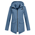 Jas Dames Waterdicht Getailleerd met Capuchon - Polyester - Blauw