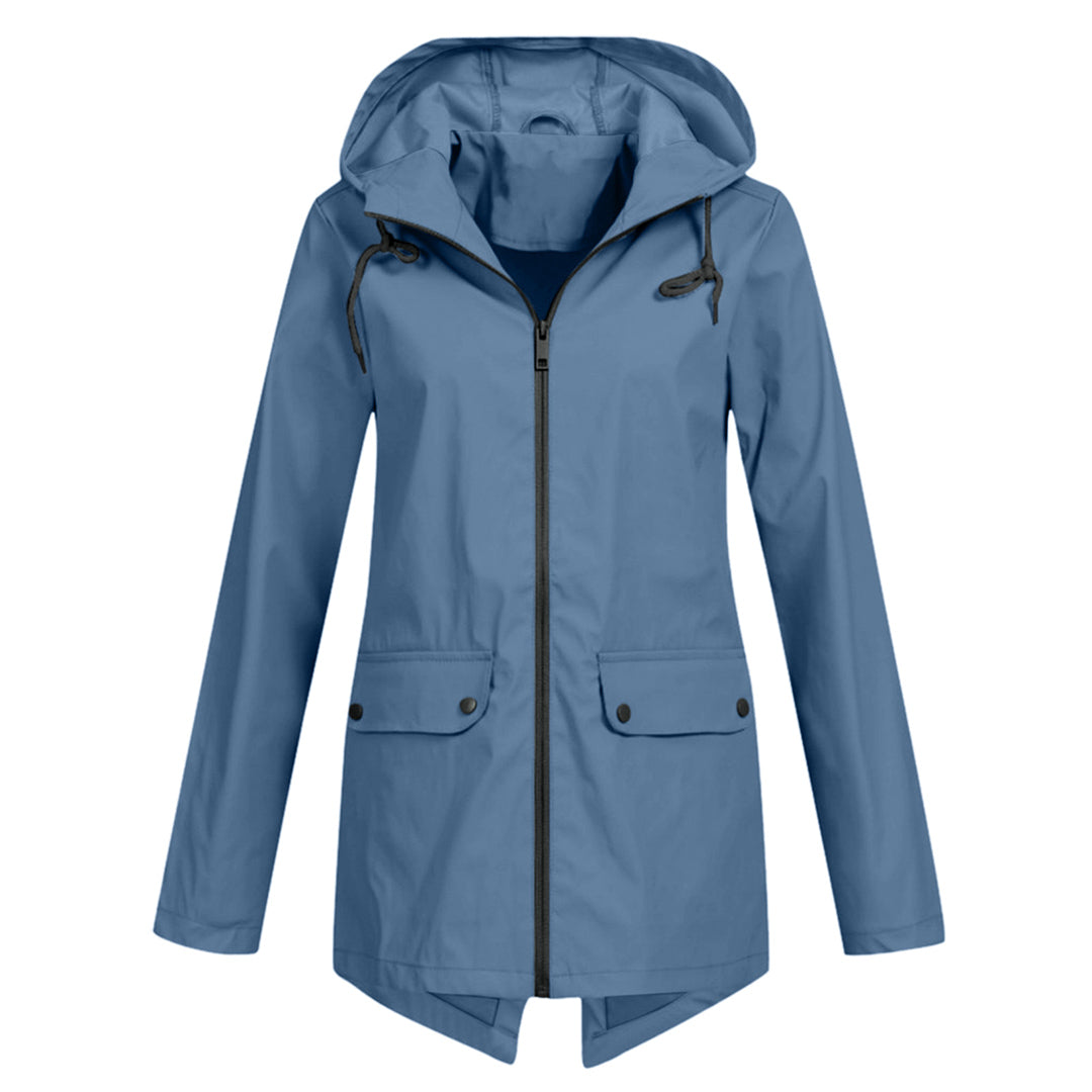Jas Dames Waterdicht Getailleerd met Capuchon - Polyester - Blauw