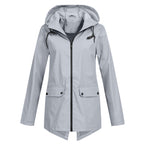 Jas Dames Waterdicht Getailleerd met Capuchon - Polyester - Grijs