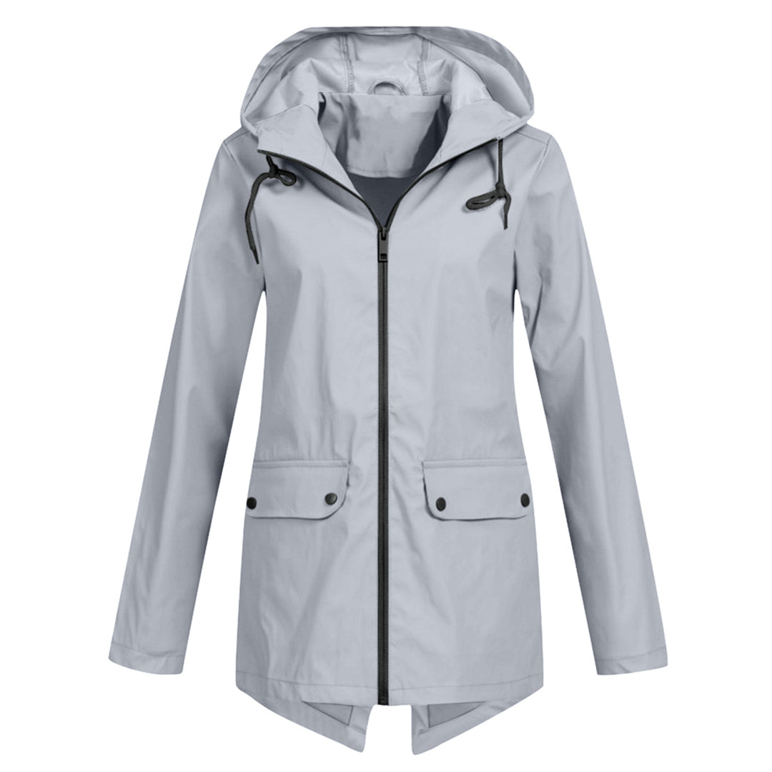 Jas Dames Waterdicht Getailleerd met Capuchon - Polyester - Grijs