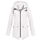 Jas Dames Waterdicht Getailleerd met Capuchon - Polyester - Wit
