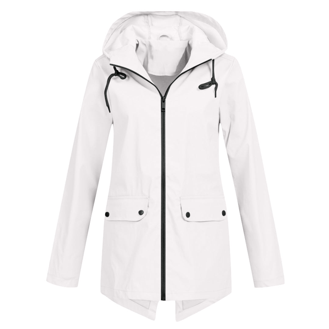 Jas Dames Waterdicht Getailleerd met Capuchon - Polyester - Wit