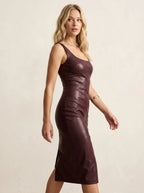 Faux Leather Midi-jurk Dames Aansluitend - Miss Madera MIS-304F62