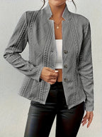 Miss | Blazer Dames Getailleerd Kabelpatroon Brede Kraag